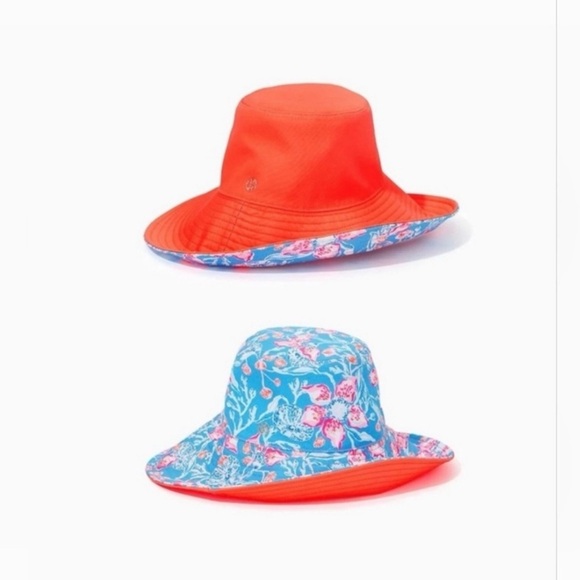 NEW Lilly Pulitzer Reversible UPF 50 Canvas Sun Hat Bahamian Rhapsody NWT - Picture 2 of 8